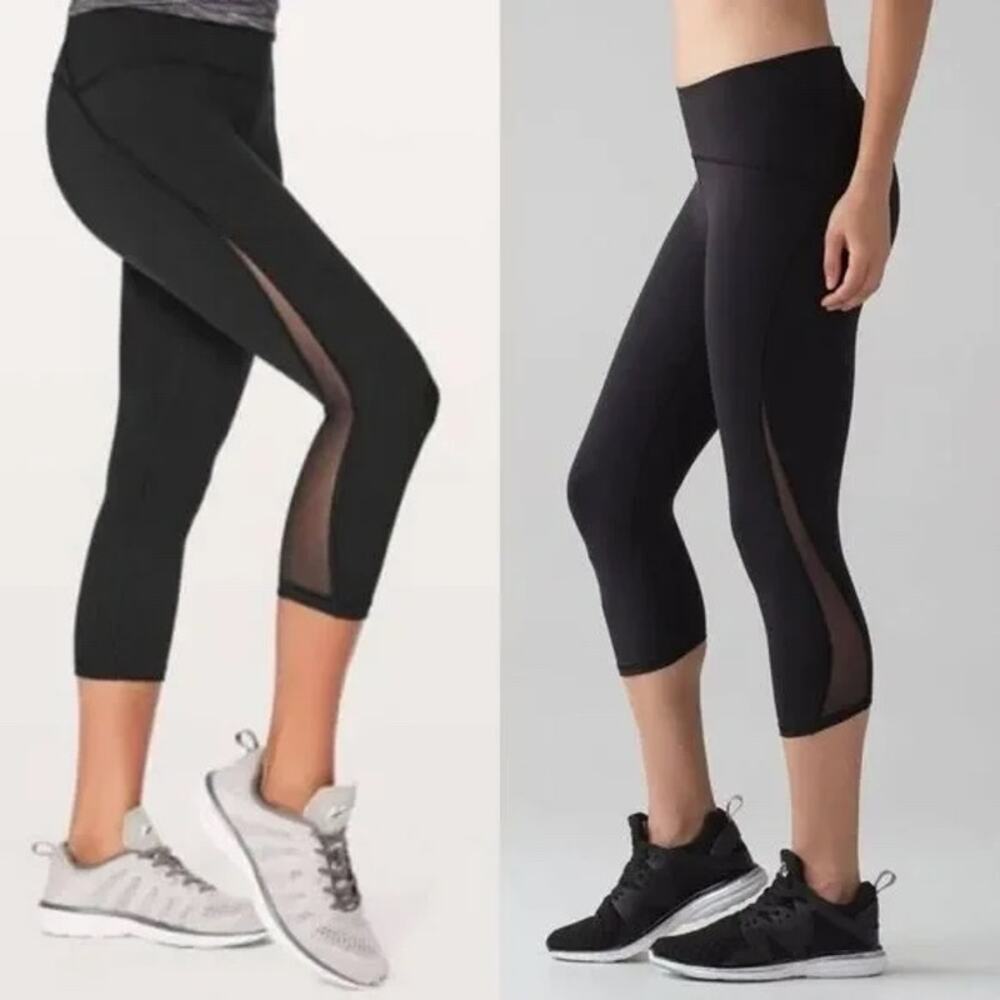 Lululemon High Rise Train Times Black Crop Leggings SZ 4
